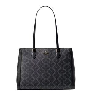 ♠️Kate Spade Signature Spade Flower East West Large Laptop Tote Bag, Black NWT